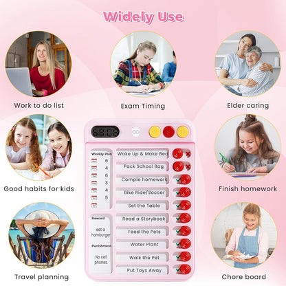 Chore Chart for Kids, Checklist Planning Board with Sliders, 19 Personalizable Sheets and Magnetic Marker, ADHD Tools for Kids to Do List Routine Chart Visual Schedule Board with Stand