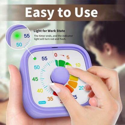 Visual Timer, Pomodoro Timers for Kids Adults, 60-Minute Countdown Desk Timer for Productivity, Silent ADHD Timer for Kids Toddlers, Kitchen for Cooking