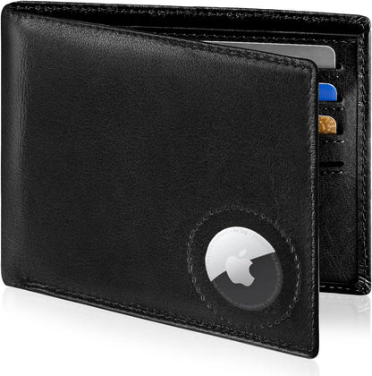 GIPUSSON Slim Leather Wallet for Men Airtag Hidden, Large Bifold Mens Wallet RFID Blocking with ID Windows, Credit Card Holder for Men Wallet