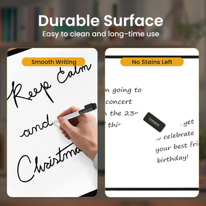Small Dry Erase Board for Wall, 16" x 12" Double-Sided Hanging Whiteboard, Magnetic White Board with 4 Markers, 4 Magnets and 3 Mini Sticky Notes, Portable Whiteboard for Kids, School, Home, Office
