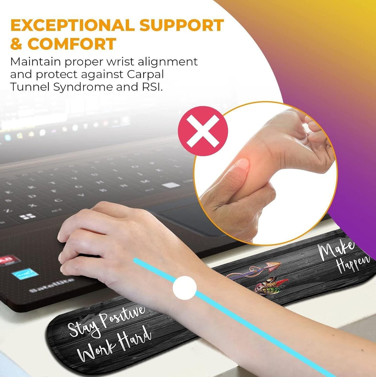 Mouse Pad with Wrist Support, Ergonomic Gel Mouse Pad Beautiful Flowers,Pink Hyacinths on Wood Panel，Non-Slip Durable, Memory Foam Keyboard Wrist Rest, Suitable for Office Typing Games