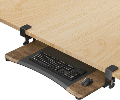 suptek Keyboard Tray Under Desk Pull Out with C Clamp Mount, Computer Keyboard & Mouse Tray, 25.6 (30 Including Clamps) x 11.8 inch Slide-Out Platform Computer Drawer for Typing, Black, DSF1