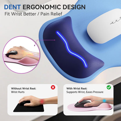 Ergonomic Mouse Pad with Wrist Rest,Cute Gel Mousepad Wrist Support - Small Mini Portable for Travel Mouse Pads for Desk Laptop,Computer,Office & Home Decor (Pink&Light Pink)