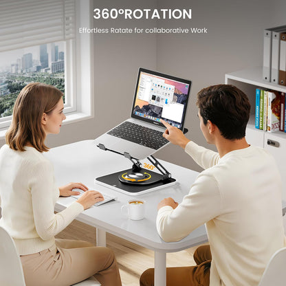 JOYEKY Laptop Stand for Desk, Adjustable Computer Stand with 360° Rotating Base, Ergonomic Laptop Riser for Collaborative Work, Foldable & Portable Laptop Stand, fits for All 10-16" Laptops