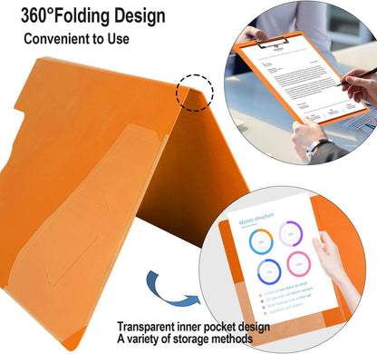 Clipboard Folder, A4 Foldable Clipboards with Pocket, File Cover Office Folder Clipboard, 360 Degree Foldable Storage Clipboards for Office, School or Medical Field, Green