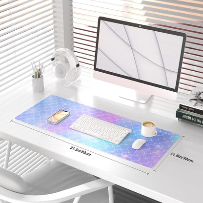 QIYI Large Mouse Pad, Cute Pink Desk Mat for Desktop, Women Girls PU Leather Desk Pad Waterproof Gaming Mousepad, Rose Gold Marble Computer Protector Writing Pad for School Office Home 31.5" x 15.7"