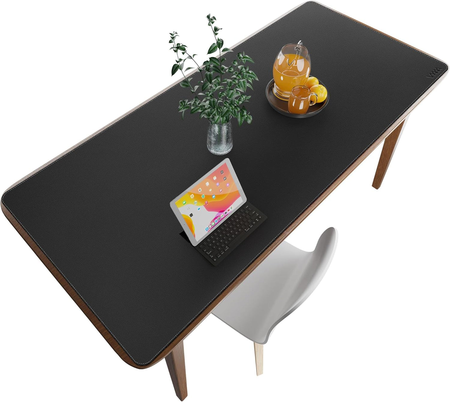 Vyaaa PU Leather & Cork Desk Mat, 39.4"x15.7" Dual Sided Computer Desk mat, Waterproof Large Mouse Pad, Non-Slip Office Desk pad, Office Desk Protector for Work/Gaming/Home (Black)