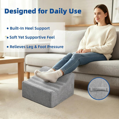 Foot Rest Under Desk, Ergonomic Foot Stool, Comfortable Office Footrest with Curved Design, with Washable Cover for Home and Office, Relieves Leg Pressure (Dark Gray)