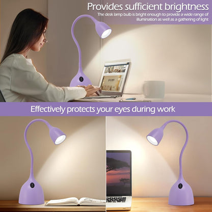 EJIAXIN Desk Lamp for Home Office - Clip on Reading Light and Bed Headboard Clamp Lamp, Bedside Gooseneck Table Lamp, Clip on Desk Lamps, Eye-Caring Desk Lamp for College Dorm Room Study Lamp, White