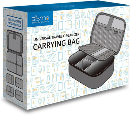 sisma Travel Electronics Organizer Small Carrying Case for Cables Phone Chargers USB Plugs Power Cords Earbuds Adapter Tech Accessories Pouch -Grey