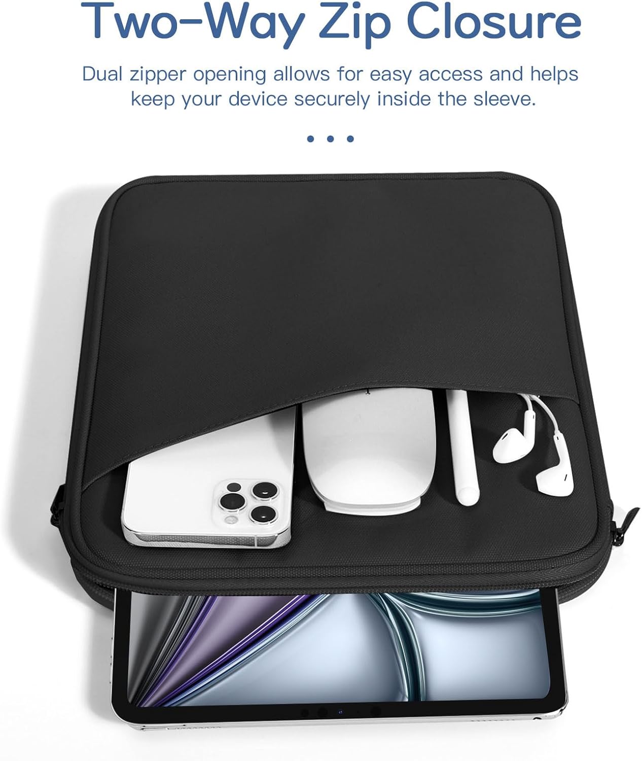 Dadanism 9-11" Tablet Sleeve Bag Carrying Case for iPad (A16) 11th Gen 11", iPad 10th Gen 10.9" Air 5/4, iPad Air M4/Pro 11", iPad 9/8/7th, Galaxy Tab A11+ Plus 11", Remarkable 2 10.3", Black