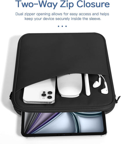 Dadanism 9-11" Tablet Sleeve Bag Carrying Case for iPad (A16) 11th Gen 11", iPad 10th Gen 10.9" Air 5/4, iPad Air M4/Pro 11", iPad 9/8/7th, Galaxy Tab A11+ Plus 11", Remarkable 2 10.3", Black