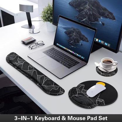 Ergonomic Keyboard Wrist Rest, Mouse Pad with Wrist Rest Anime, Cat Gaming Mousepad with Wrist Support, Memory Foam Wrist Rest Set for Computer Keyboard, Funny Cute Office Desk Accessories