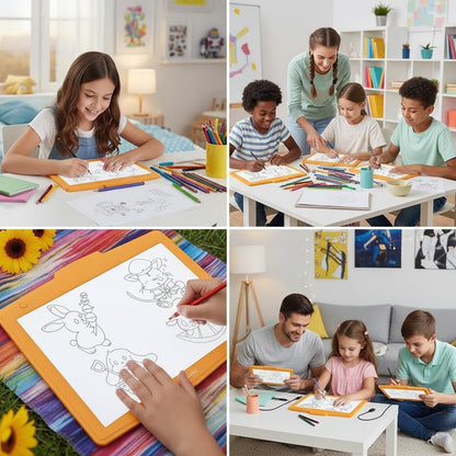 IMAGE A4 LED Tracing Pad for Kids, Rechargeable Light Up Drawing Tablet Board Children Portable Art Christmas Gift for Boys Girls Ages 6+(with 10 Traceable Sheets), Durable & Fun Creative Toy(Blue)