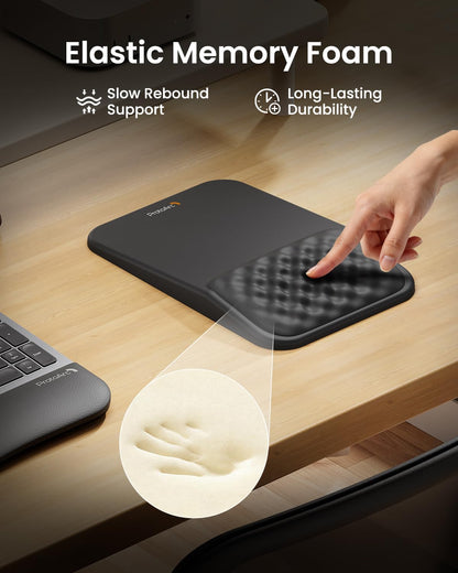 ProtoArc Ergonomic Mouse Pad with Wrist Rest, MP50 Mousepad with Massage Design, Soft Memory Foam and Non-Slip PU Base for Pain Relief, Desk, Home, Office, 12x8 Inches, Black