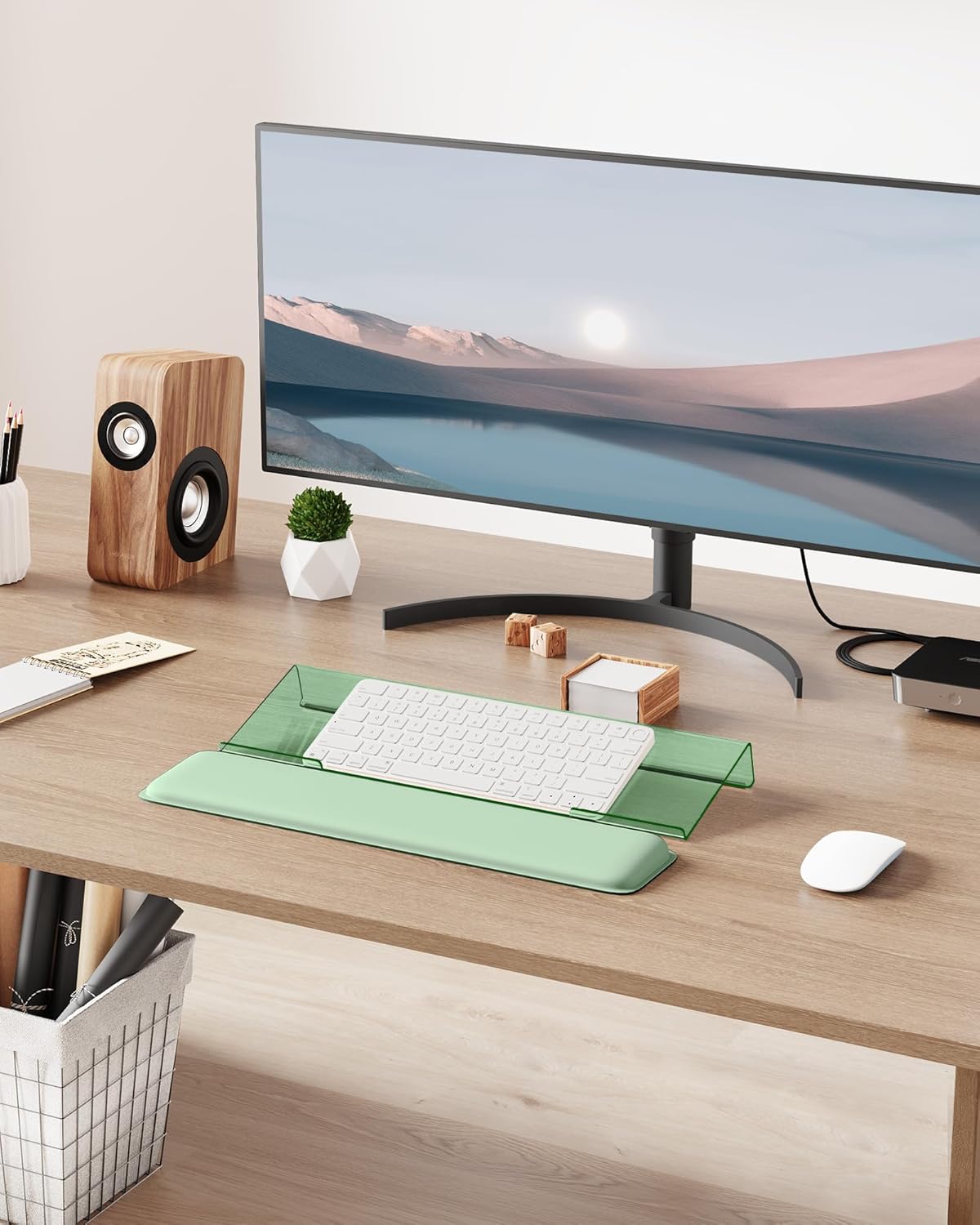 Laborio Computer Keyboard Stand for Desktop, Keyboard Riser Wrist Rest Holder for Easy Typing, Office Desk, Home, School Accessories(Coffee)