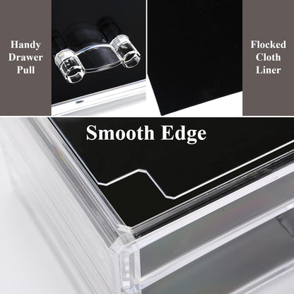 Sea Team Clear Makeup Organizer with Drawers, Acrylic Plastic Cosmetic Display Case, Jewelry Storage Box, Holder for Dresser, Bathroom, Vanity, Countertop (3 Middle Drawers)