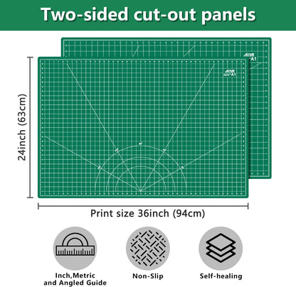 ArtAt Self Healing Cutting Mat: 24 x 36 inch Green Large 5-Ply Double-Sided Durable Non-Slip PVC Cutting Mat for Sewing Quilting Scrapbooking Art & Crafts projects…