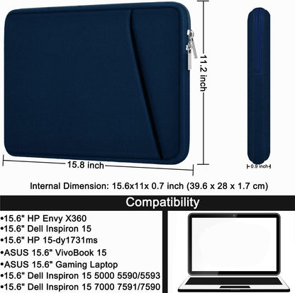 Laptop Sleeve, Durable Briefcase Shockproof Protective Case, Handbags Portable Laptop Bag for 15.6 inch HP Dell Asus Lenovo Notebook Computer with Front Pocket, Black