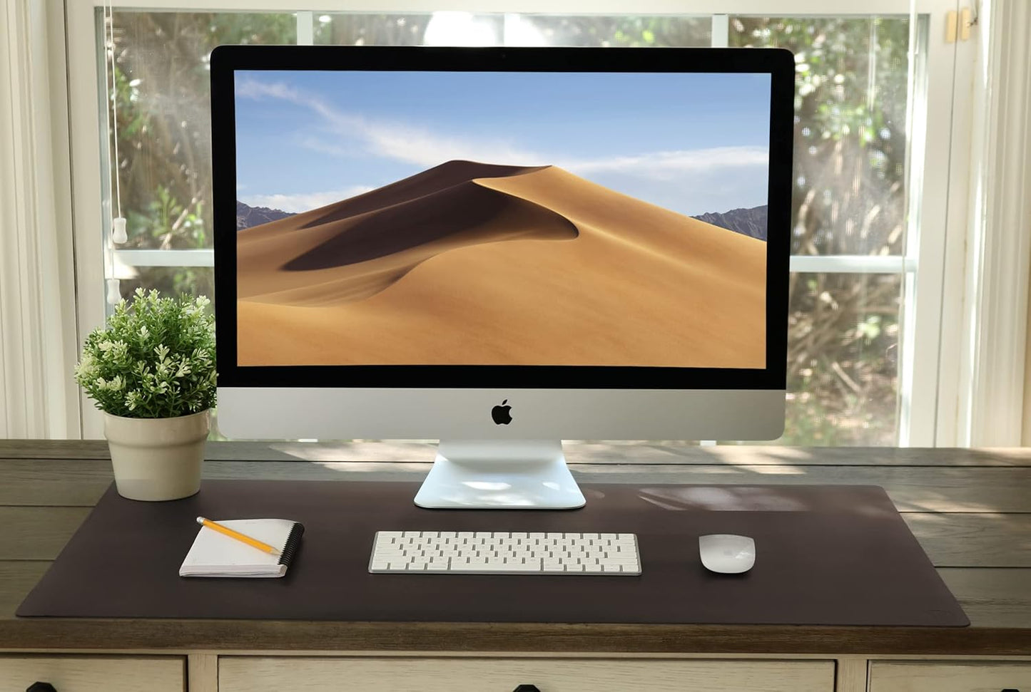 Leather Desk Pad 36" x 20", Vine Creations Office Desk Mat Waterproof Black - Premium Quality - Smooth Mouse Writing Surface - Maximum Protection Dual-Sided Pu Leather Blotter for Desk Office/Home