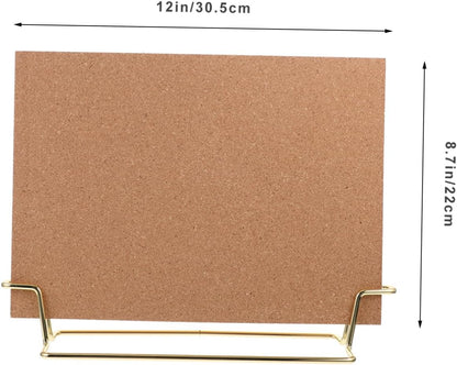 STOBOK 12X8.66 Inch Cork Board with Stand and Frame Small Desktop Bulletin Board for Office Message Photo Display Reusable Pin