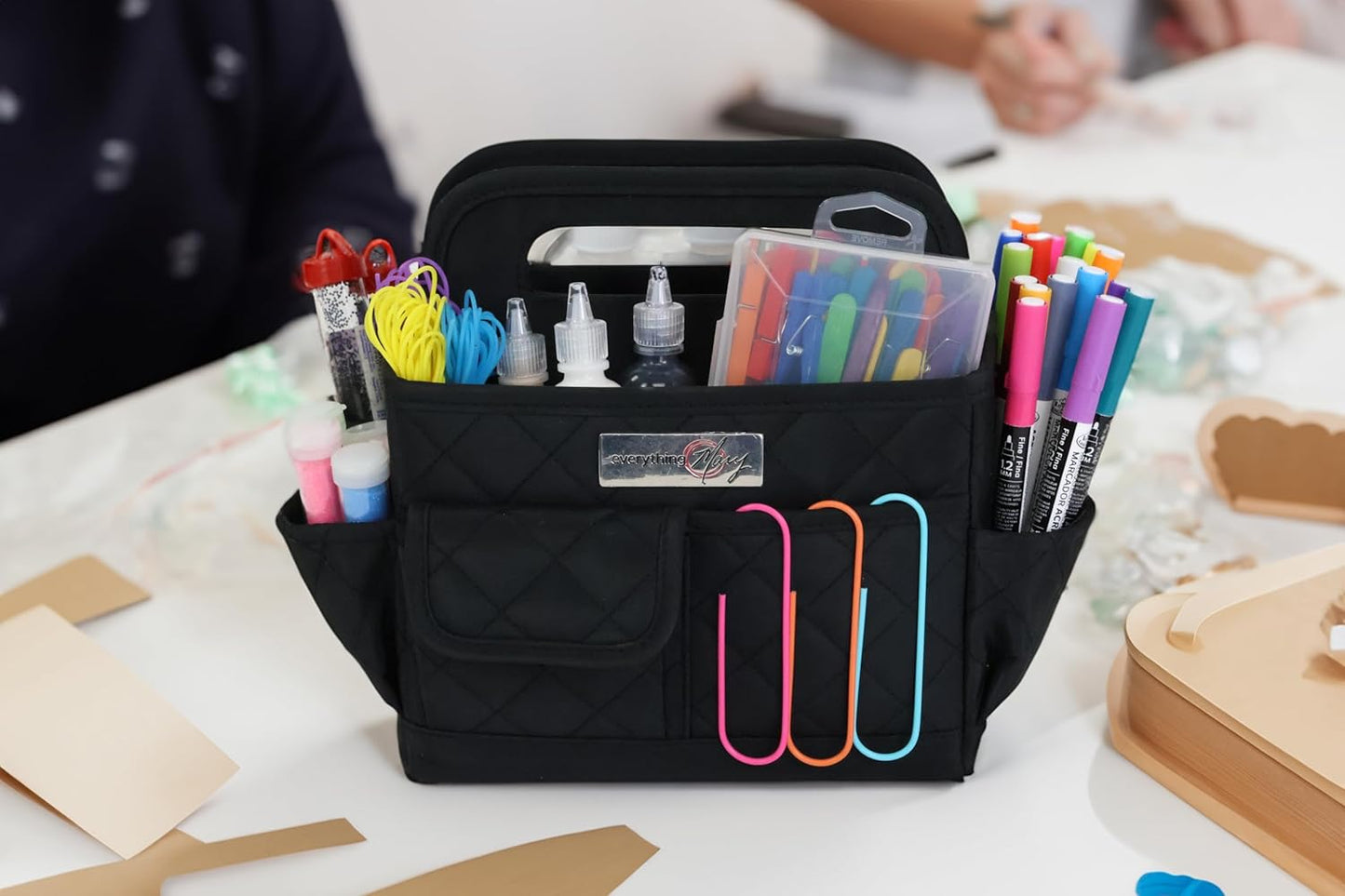 Everything Mary Craft Caddy, Tan Dot - Art Storage for Supplies & Crafts - Supply Organizers Tote for School Classroom, Office, and Home - Organization for Makeup & Nurses
