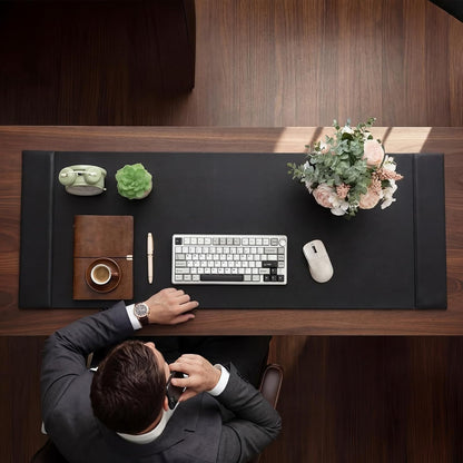 30 x 18 Inch Leather Desk Pad Protector with Side Rails, Executive Office Desk Mat for Home Workspace, Writing Surface, Mouse & Keyboard Pad, Elegant Gift for Men Dad Husband (Brown)