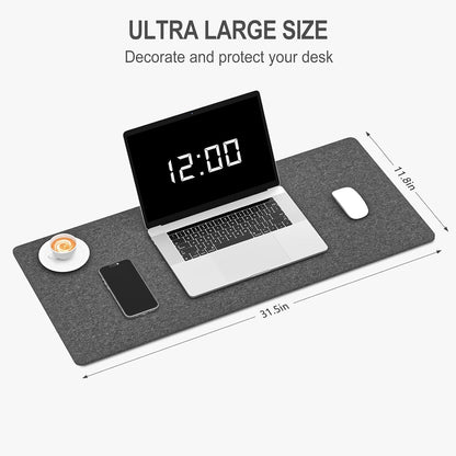 Auhoahsil Felt Desk Mat, Minimalist Large Mouse Pad XXL 35.5 x 15.7 in, Desk Matt for Desktop, Keyboard, Laptop, Computer, Office, Work from Home, Gaming, White