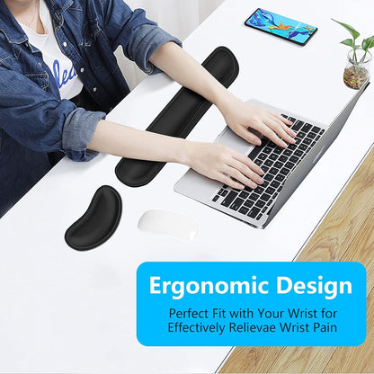 Dapesuom Mouse Wrist Rest, Ergonomic Memory Foam Mouse Wrist for Computer Desk Mats Support, PU Leather Hand Rest Pad Cushion for Gaming, Laptop, Men, Women, Pain Relief & Easy Typing, Black