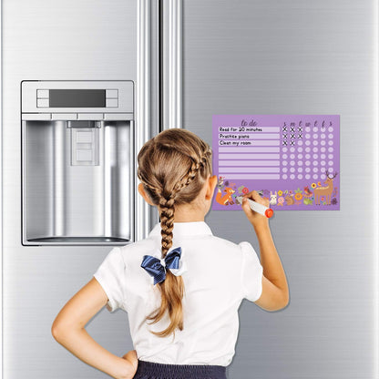 Dry Erase Whiteboard Task & Habit Tracker | Removable and Restickable Adhesive Decal | Fine-Tip Magnetic Marker Included | 9” x 12”