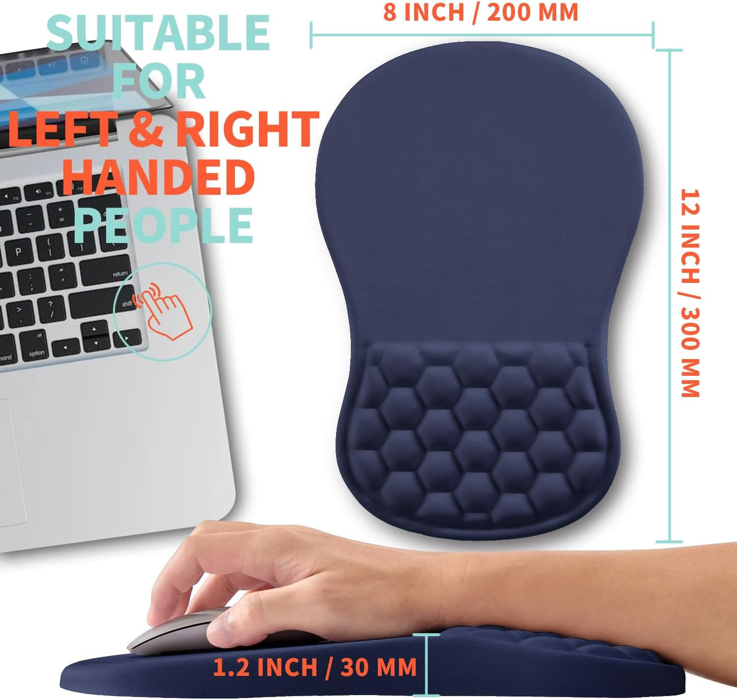 Ergonomic Mouse Pad Wrist Support with Memory Foam Massage Bulge, Carpal Tunnel Pain Relief Mousepad Wrist Rest for Mouse(12x8 inch, Silver Gray Light Purple)