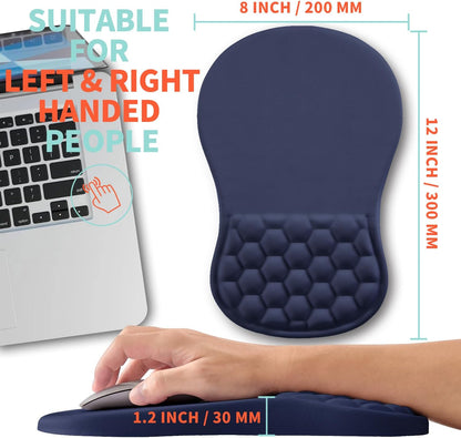 Ergonomic Mouse Pad Wrist Support with Memory Foam Massage Bulge, Carpal Tunnel Pain Relief Mousepad Wrist Rest for Mouse(12x8 inch, Silver Gray Light Purple)