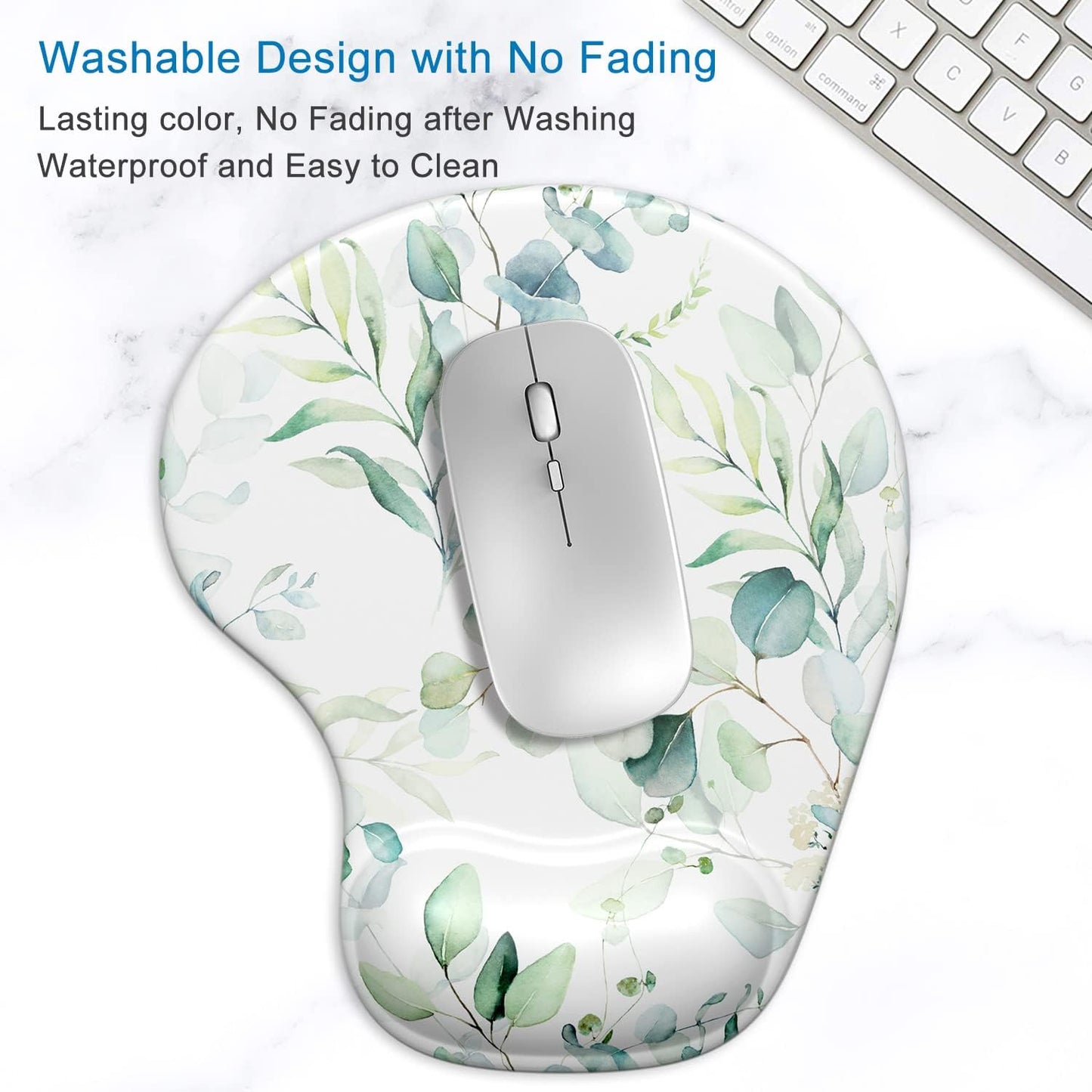 ITNRSIIET Ergonomic Mouse Pad with Gel Wrist Support Wrist Rest Smooth Surface Non-Slip PU Base Comfortable Office Supplies Pain Relief, 9.5 x 8 inches, Beach