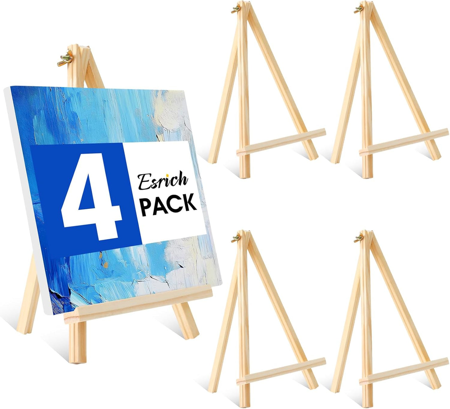 ESRICH 11.8In Wood Easels,Tabletop Painting Display Easels, Painting Party Easel, Kids Student Tabletop Easels for Painting,Portable Canvas Photo Picture Sign Holder（4 Pack ）
