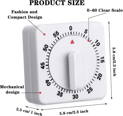 Weewooday 2 Pieces 60 Minute Visual Kitchen Timer Hour Mini Countdown Mechanical Timer Loud Voice for Kitchen, Homework, Exercise