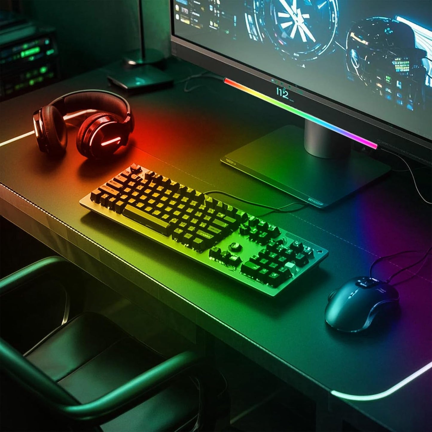 Generic RGB LED Monitor Light Bar, USB Powered, RGB Mode Change Controller, Gaming Atmosphere Light, Under The Table, Computer Accessories, Room, Hand Display