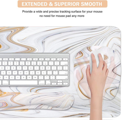 WB WEIRDBEAST Keyboard Wrist Rest Large Mouse Pad Wrist Support for Computer, 4 in 1 Memory Foam Keyboard Pad Desk Mat Ergonomic Hand Rest Wrist Cushion for Home Office Gaming-Pink