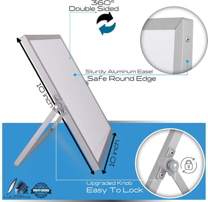 Dry Erase White Board for Desktop & Wall 12"x16" with 2 Magnetic Removable Planners - Weekly & Monthly to Do List Board with Stand, 6 Markers Eraser & Wall Hangers - Portable Double Sided Magnetic