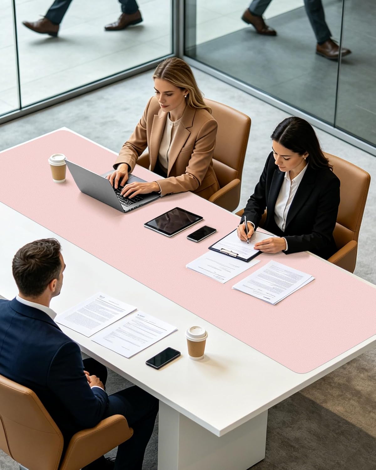 YSAGi Leather Desk Pad Protector, Large Mouse Pad, Non-Slip PU Leather Desk Blotter, Waterproof Writing Pad for Office and Home (31.5" x 15.8", Eggshell) - Colors B