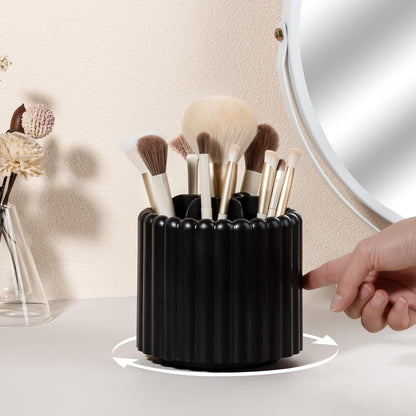 Anyoifax 360 Rotating Makeup Brush Holder 7 Slots Make Up Brush Organizer Removable Spinning Cosmetic Brushes Storage Pen Holder for Vanity, Dresser, Desk, White
