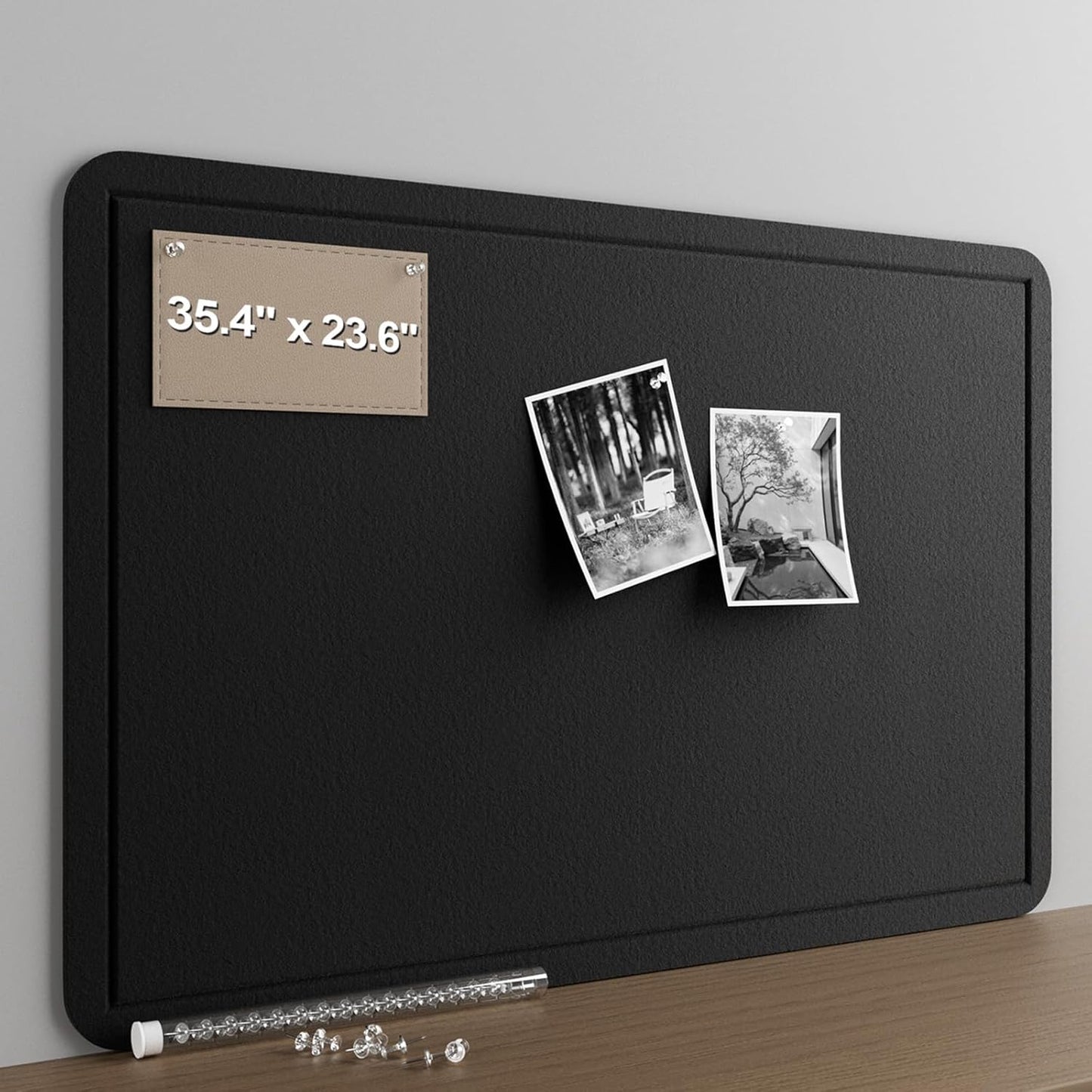 Large Felt Bulletin Board for Wall, 24"x18" Frameless Picture Board, Soft Felt Cork Board for Office, Home Planning & Office Wall Decor, Easy Install Pin Board