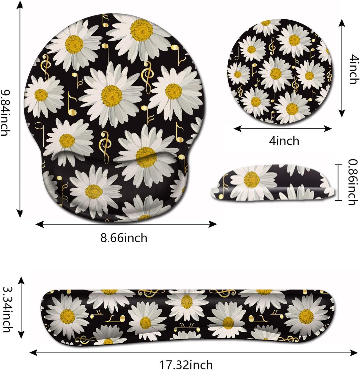 Mouse Pad with Wrist Support, Ergonomic Gel Mouse Pad Beautiful Flowers,Pink Hyacinths on Wood Panel，Non-Slip Durable, Memory Foam Keyboard Wrist Rest, Suitable for Office Typing Games