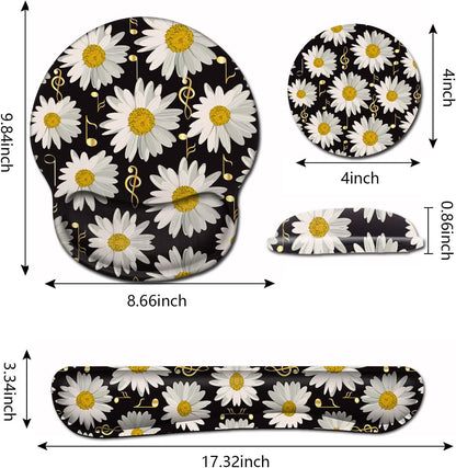 Mouse Pad with Wrist Support, Ergonomic Gel Mouse Pad Beautiful Flowers,Pink Hyacinths on Wood Panel，Non-Slip Durable, Memory Foam Keyboard Wrist Rest, Suitable for Office Typing Games