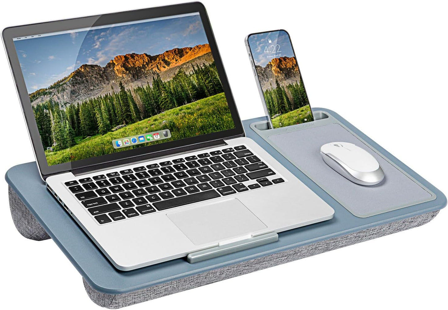 LAPGEAR Home Office Lap Desk with Device Ledge, Mouse Pad, and Phone Holder - Black Carbon - Fits up to 15.6 Inch Laptops - Style No. 91588