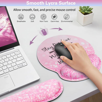 Ergonomic Keyboard Wrist Rest, Mouse Pad with Wrist Rest Anime, Cat Gaming Mousepad with Wrist Support, Memory Foam Wrist Rest Set for Computer Keyboard, Funny Cute Office Desk Accessories