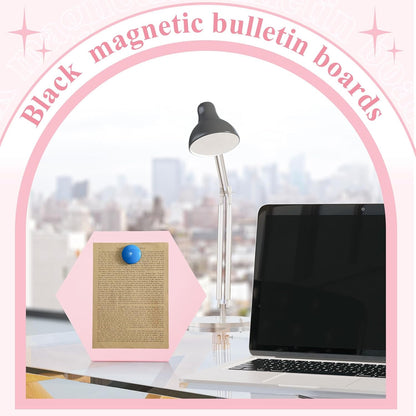 Shimeyao 2 Pcs Pink Magnetic Bulletin Board for Tabletops with 8 Magnets 10x7 Inch Memo Display Easel Stand for Home Office School Kitchen Table Supplies (Arched)