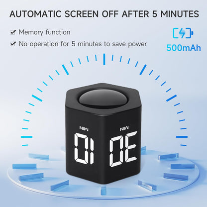 Productivity Timer 1, 5, 10, 30, 60 Minutes Preset, Desk Cube Timer with Gravity Sensor/Mute/Vibration for ADHD, Work, Study, Kitchen, Back to School (Wood Grain)