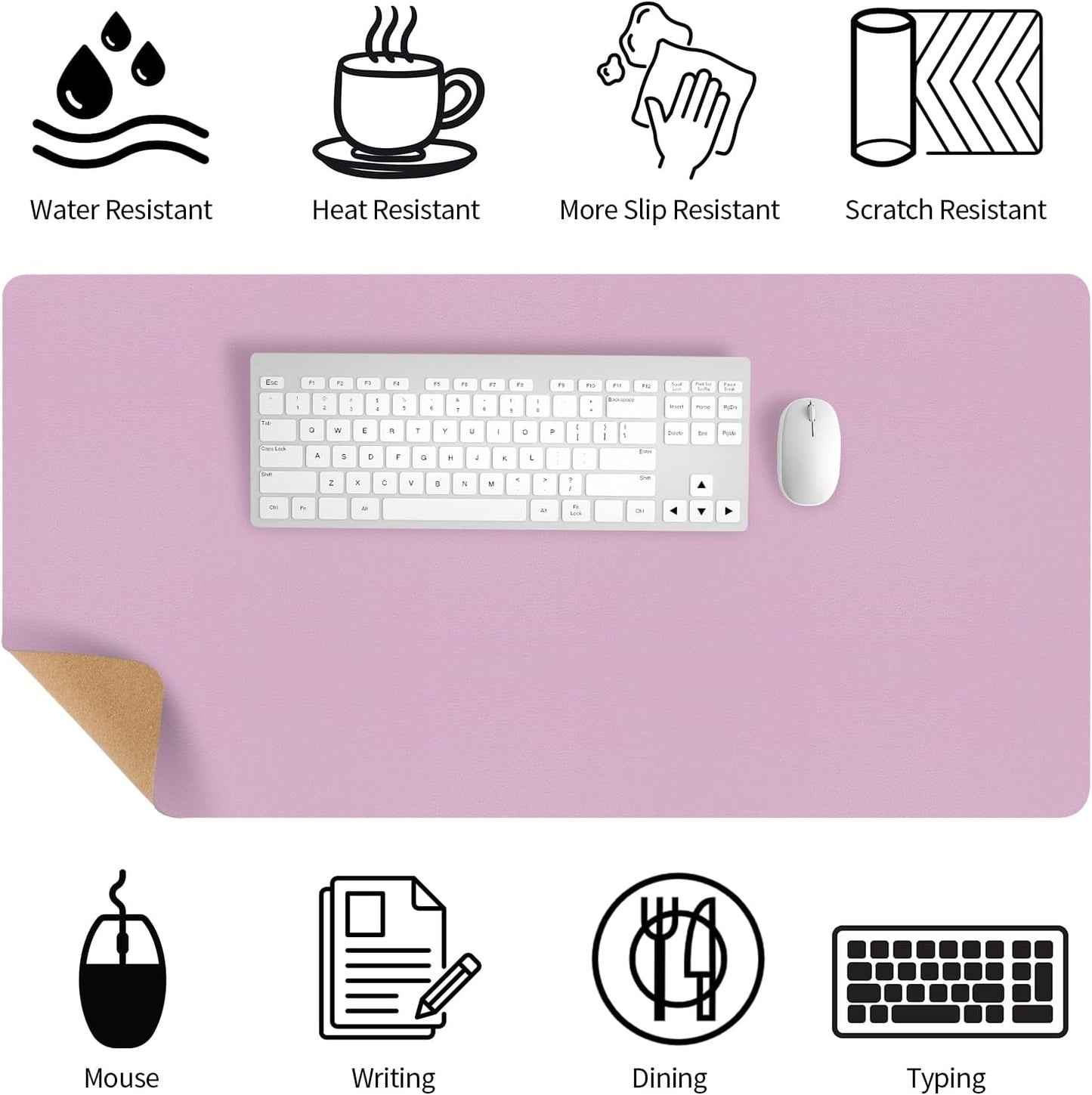 Bloss Leather Desk Pad and Keyboard Wrist Rest, Large Mouse Pad + Keyboard Pad+Mouse Wrist Support, Non-Slip Desk Mat Protector for Office, Home(31.5×15.7 Inches,Beige) - Colors B