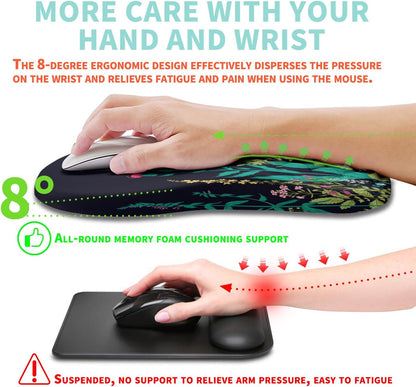 Ergonomic Mouse Pad Wrist Support with Memory Foam Massage Bulge, Carpal Tunnel Pain Relief Mousepad Wrist Rest for Mouse(12x8 inch, Silver Gray Light Purple)