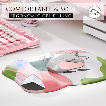 MROCO Ergonomic Mouse Pad with Gel Wrist Rest, Smooth Wrist Support Surface, Non-Slip PU Base for Pain Relief, Comfortable Mousepad for Computer, Laptop, Office & Home, 9.4 x 8.1 in, Black